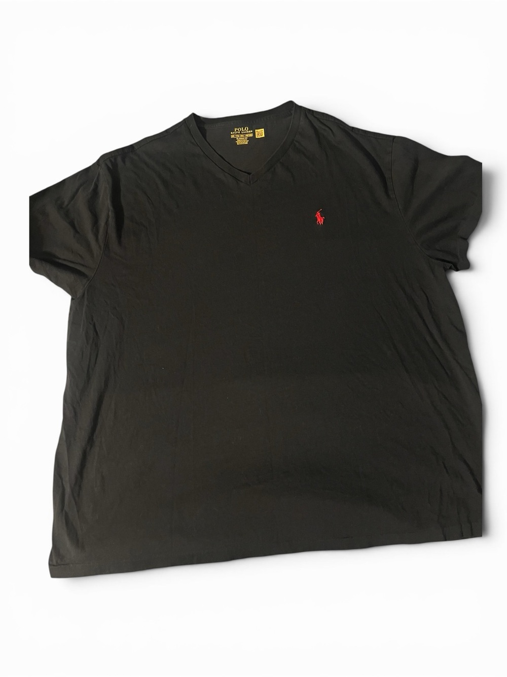 Polo by Ralph Lauren Men’s Black V-Neck T-Shirt with Red Pony